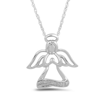 Diamond Accent Angel Pendant in Sterling Silver