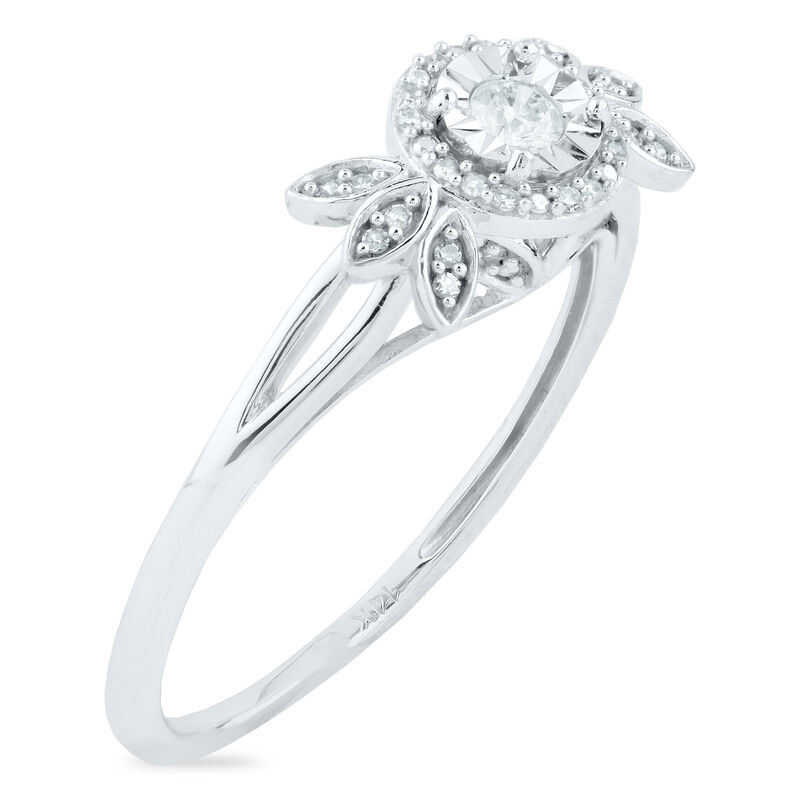 Diamond Floral Halo Engagement Ring Set in 14K White Gold &#40;1/4 ct. tw.&#41;