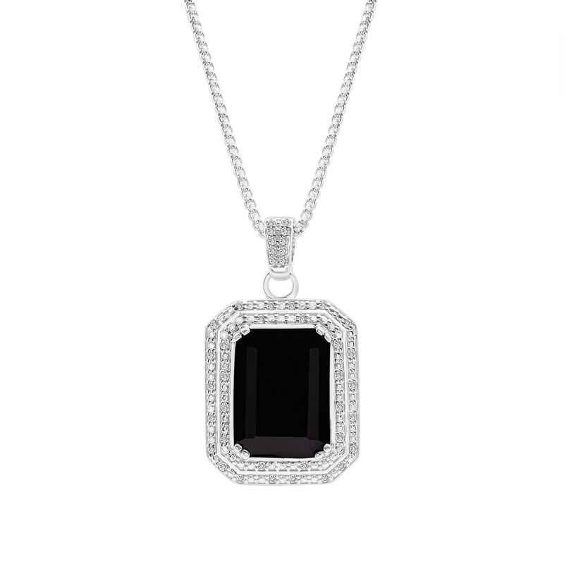 Onyx and Diamond Pendant in Sterling Silver &#40;1/4 ct. tw.&#41;