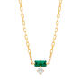 Lab Grown Diamond Accent and Lab-Created Emerald Necklace in 10K Yellow Gold