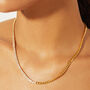 Lab-Created White Sapphire Tennis and Curb Link Necklace in Vermeil