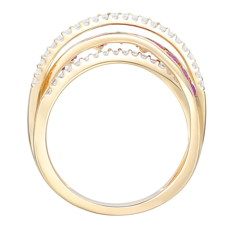 Ruby and Diamond Bypass Band in 10K Yellow Gold &#40;1/4 ct. tw.&#41;