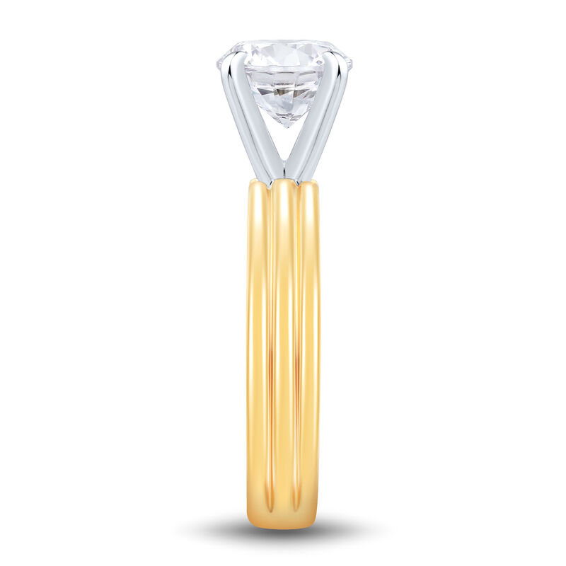 Solitaire Three-Row Semi-Mount Engagement Ring in 14K Yellow and White Gold &#40;Setting Only&#41;