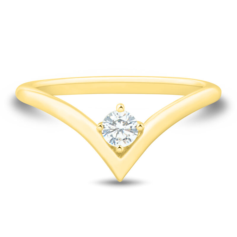 Lab Grown Diamond Chevron Solitaire Ring in 10K Yellow Gold &#40;1/7 ct. tw.&#41;