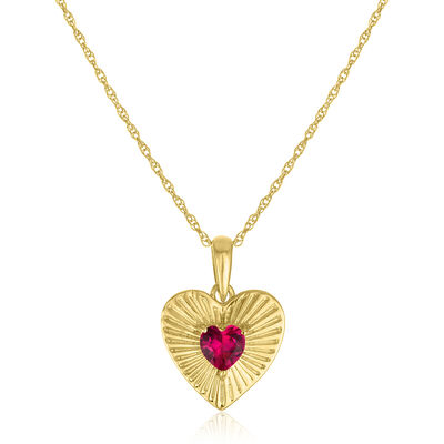 Heart-Shaped Ruby Pendant in 10K Yellow Gold