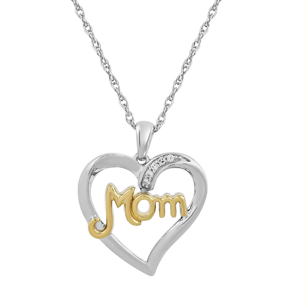 10k Gold Over Sterling Silver Created White Sapphire Mom Medallion Necklace  | Gemstone Necklaces | Jewelry & Watches | Shop The Exchange