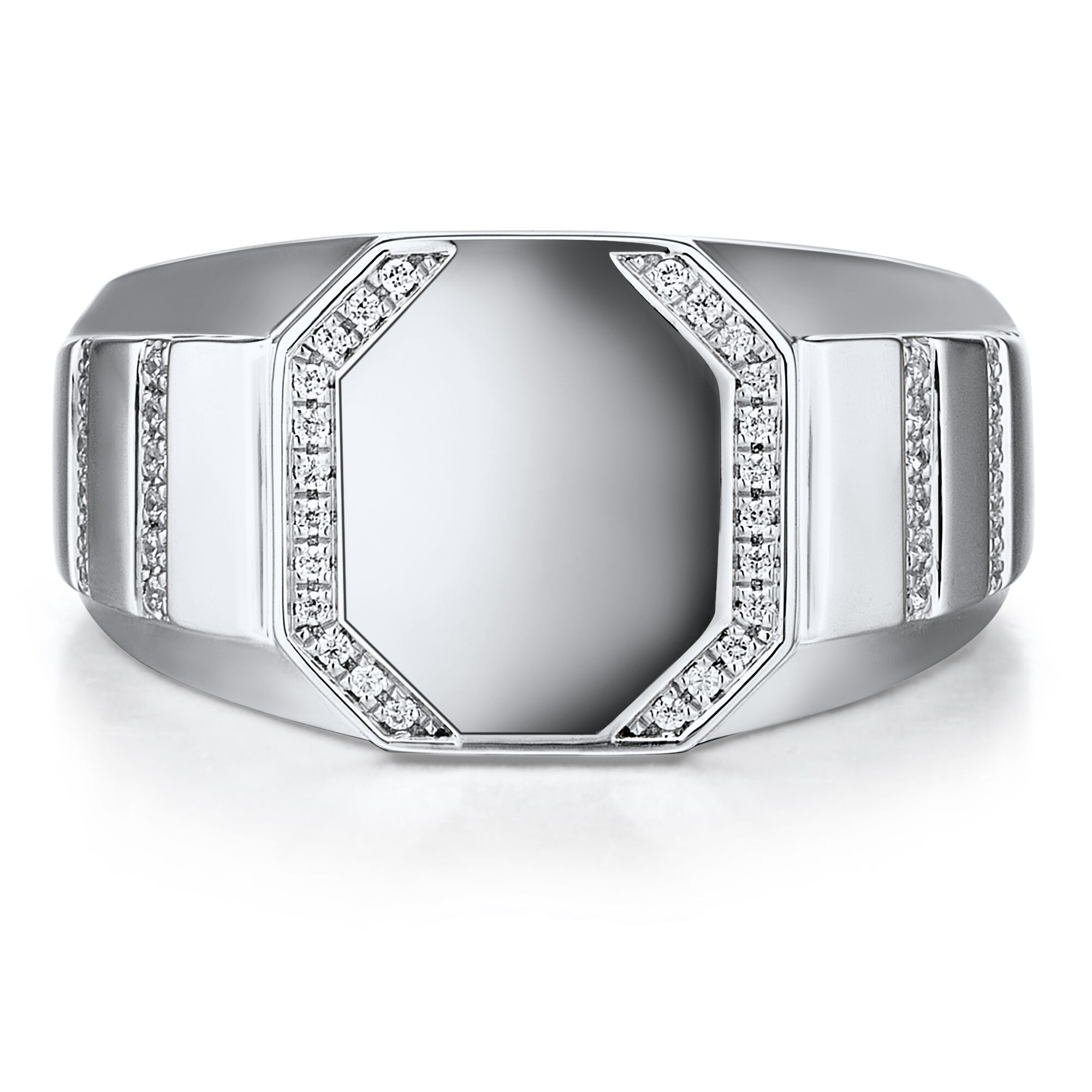 Men's Diamond Signet Ring in Sterling Silver