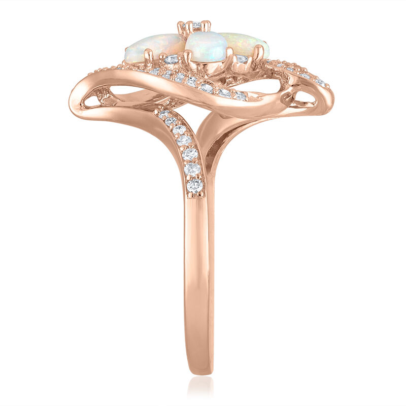 Opal and Diamond Flower Ring in 14K Rose Gold &#40;1/3 ct. tw.&#41;