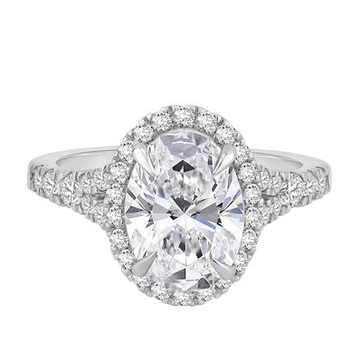 Oval Halo Lab Grown Diamond Engagement Ring in 14K White Gold (3 3/4 ct. tw.)