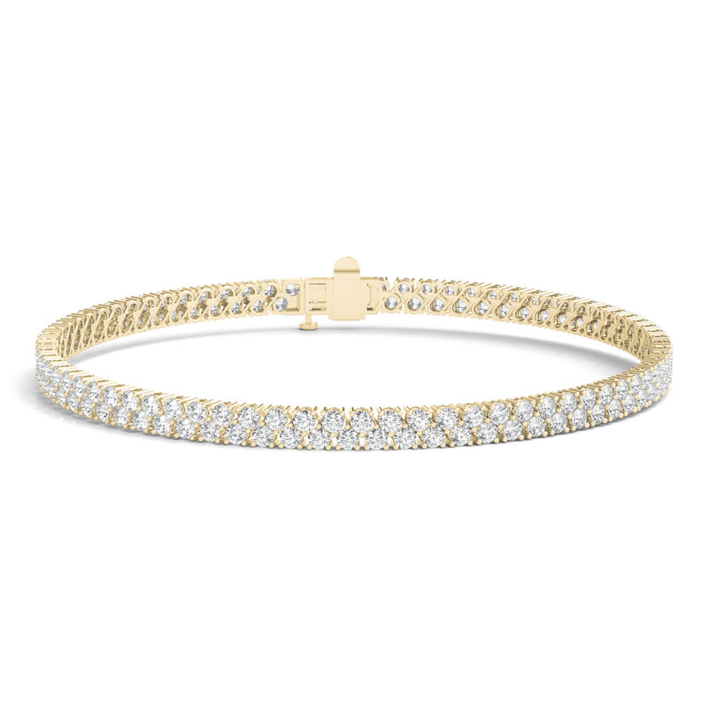 Lab Grown Diamond Double Row Tennis Bracelet in 14K Yellow Gold &#40;5 ct. tw.&#41;