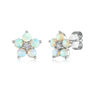 Opal &amp; Diamond Accent Flower Earrings in 14K White Gold