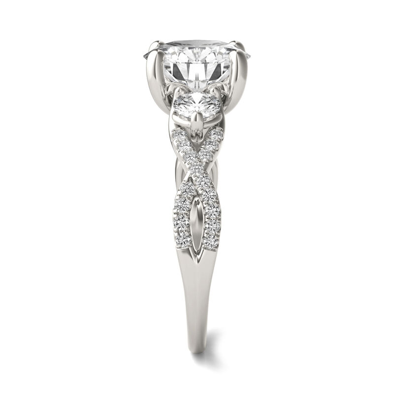 Lab Created Moissanite Twist-Shank Multi-Stone Engagement Ring in 14K White Gold