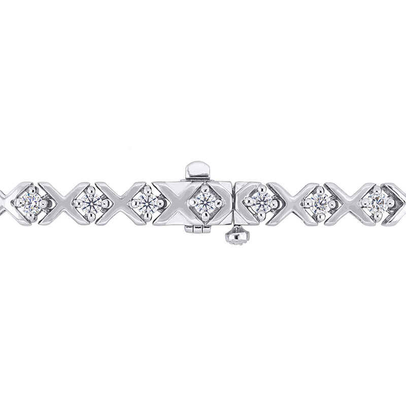 XOXO Bracelet with Moissanite Gemstones Sterling in Silver