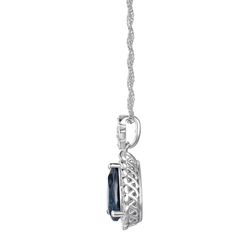 Blue Sapphire and Diamond Pendant in 10K White Gold &#40;1/5 ct. tw.&#41;