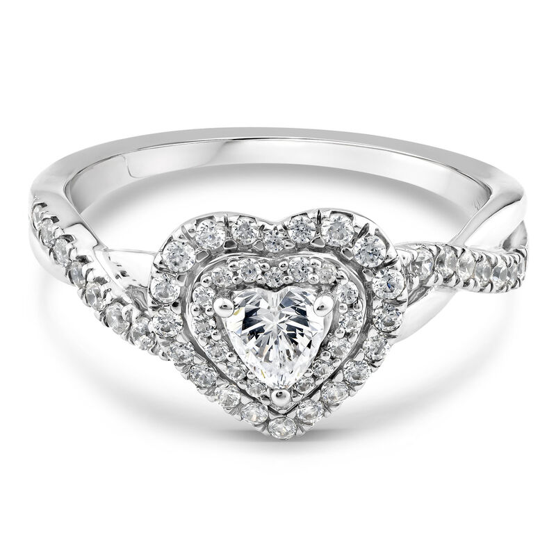 Diamond Heart-Shaped Halo Ring