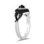 Maleficent Onxy and Diamond Accent Horn Ring in Sterling Silver