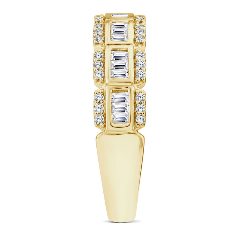 Baguette and Round Diamond Multi-Row Ring in 14K Yellow Gold &#40;1/2 ct. tw.&#41;