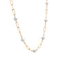 Pearl and Paperclip Chain Station Necklace in Vermeil, 18&quot;