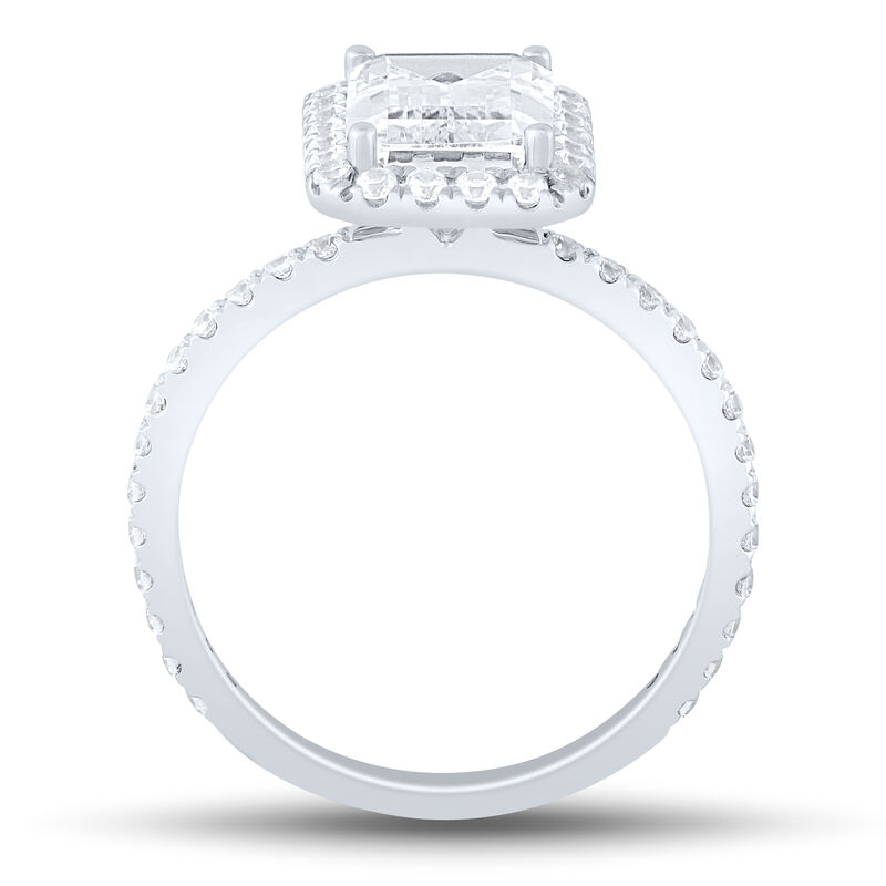 Lab Grown Diamond Emerald-Cut Halo Engagement Ring in 14K White Gold &#40;3 ct. tw.&#41;