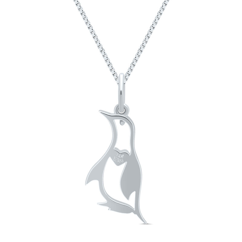 Diamond Penguin Pendant in Sterling Silver