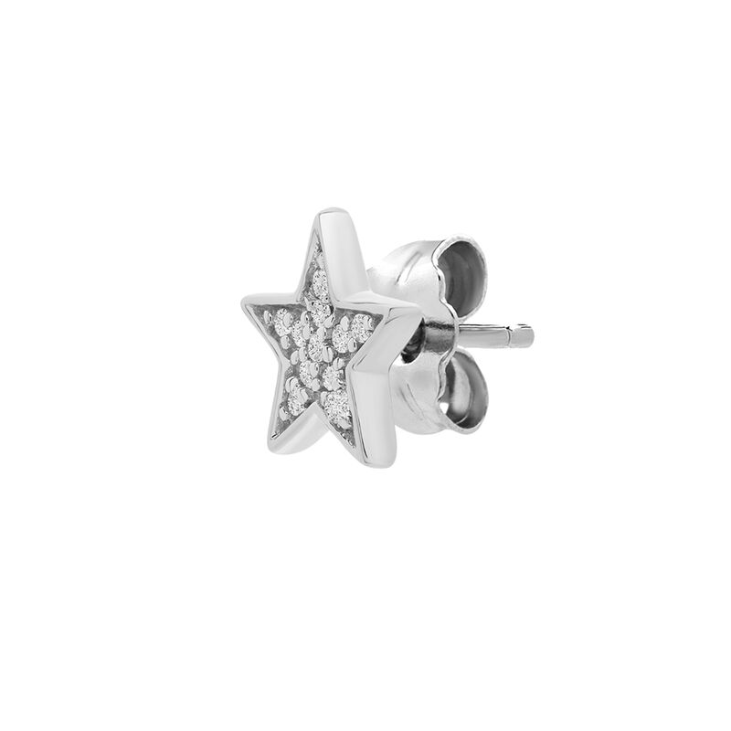 Single Diamond Stud Earring Star in 10K White Gold