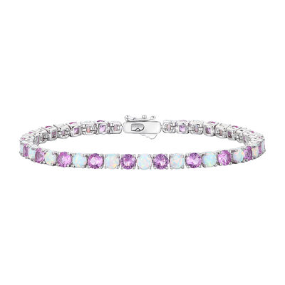 Lab-Created Opal and Lab-Created Pink Sapphire Bracelet in Sterling Silver 