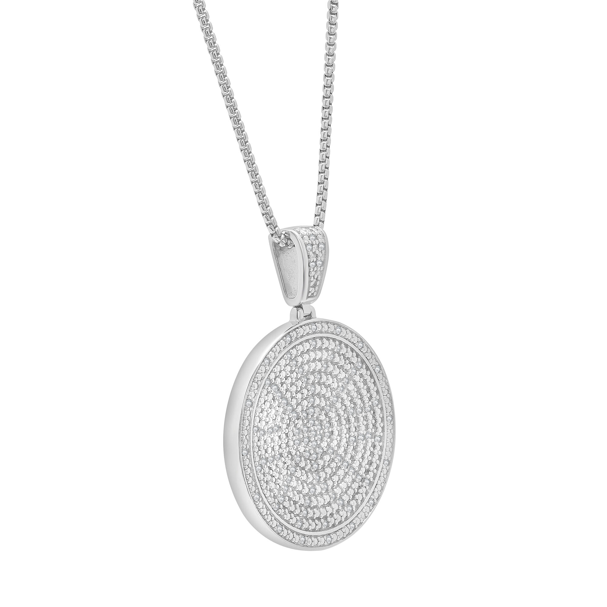 Men's Diamond Circle Pendant in Sterling Silver