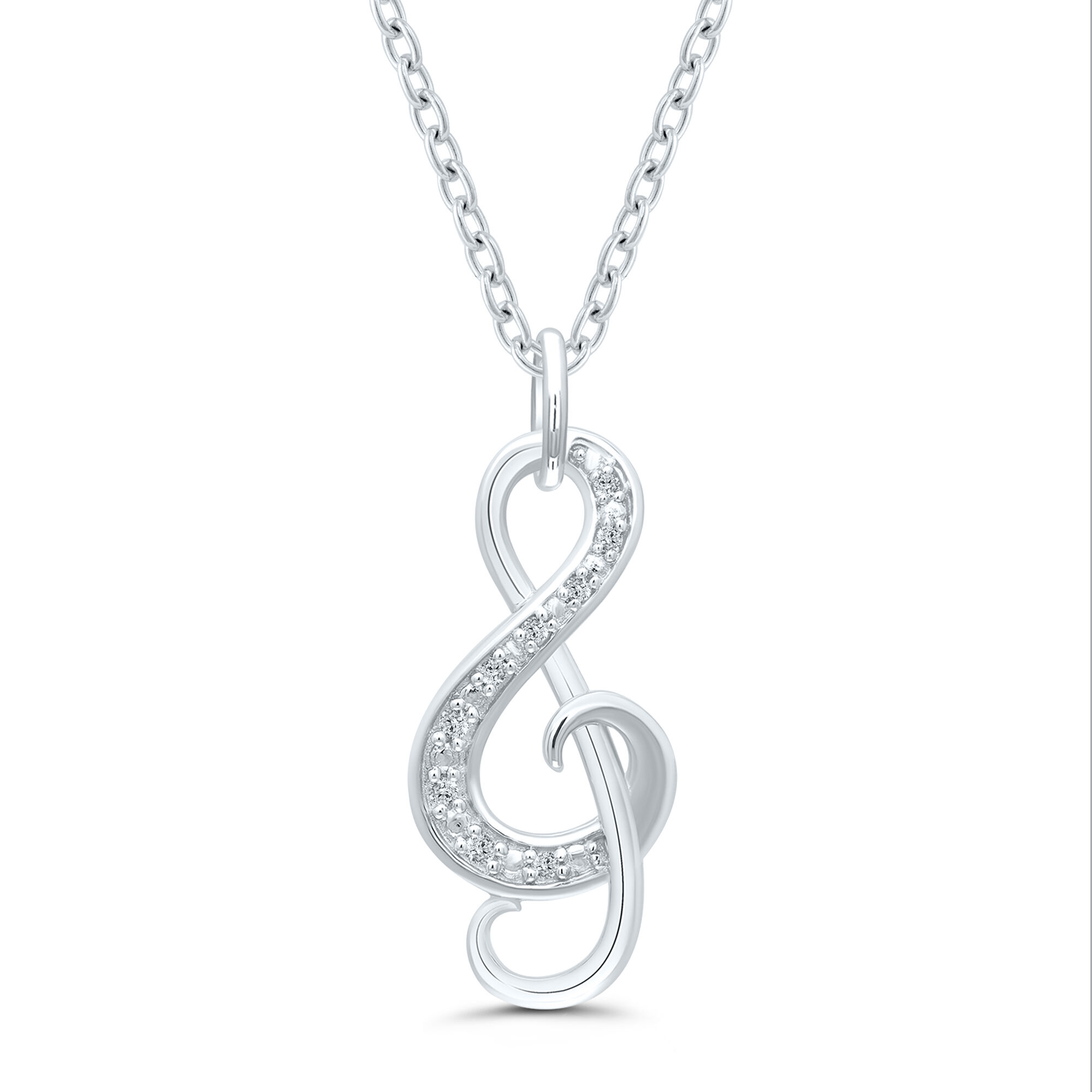 Sterling Silver Black Diamond Accent Music Note Heart Necklace – SilverSpeck