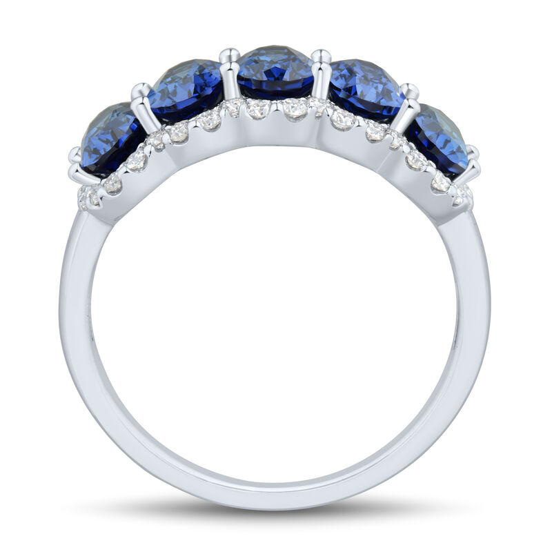 Lab-Created Blue Sapphire and Lab Grown Diamond Band in 10K White Gold &#40;1/3 ct. tw.&#41;