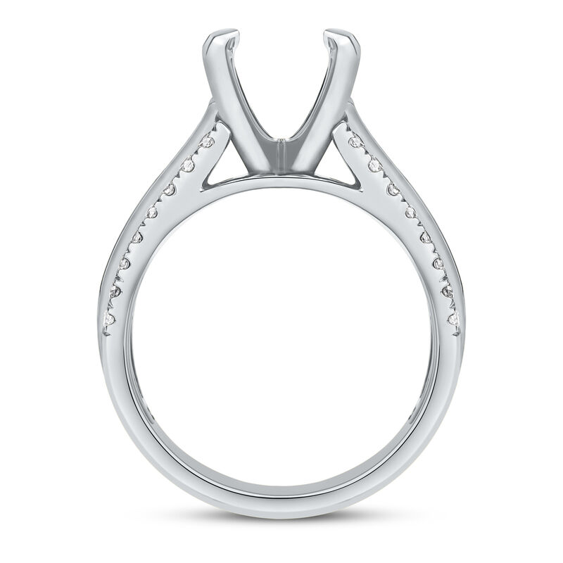 1 ct. tw. Round and Baguette-Cut Diamond Semi-Mount Engagement Ring in 14k White Gold &#40;Setting Only&#41;