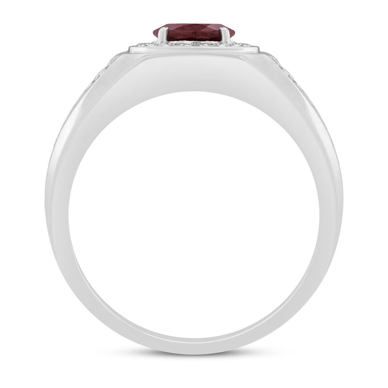 Men&#39;s Garnet and Diamond Band in 10K White Gold &#40;1/4 ct. tw.&#41;