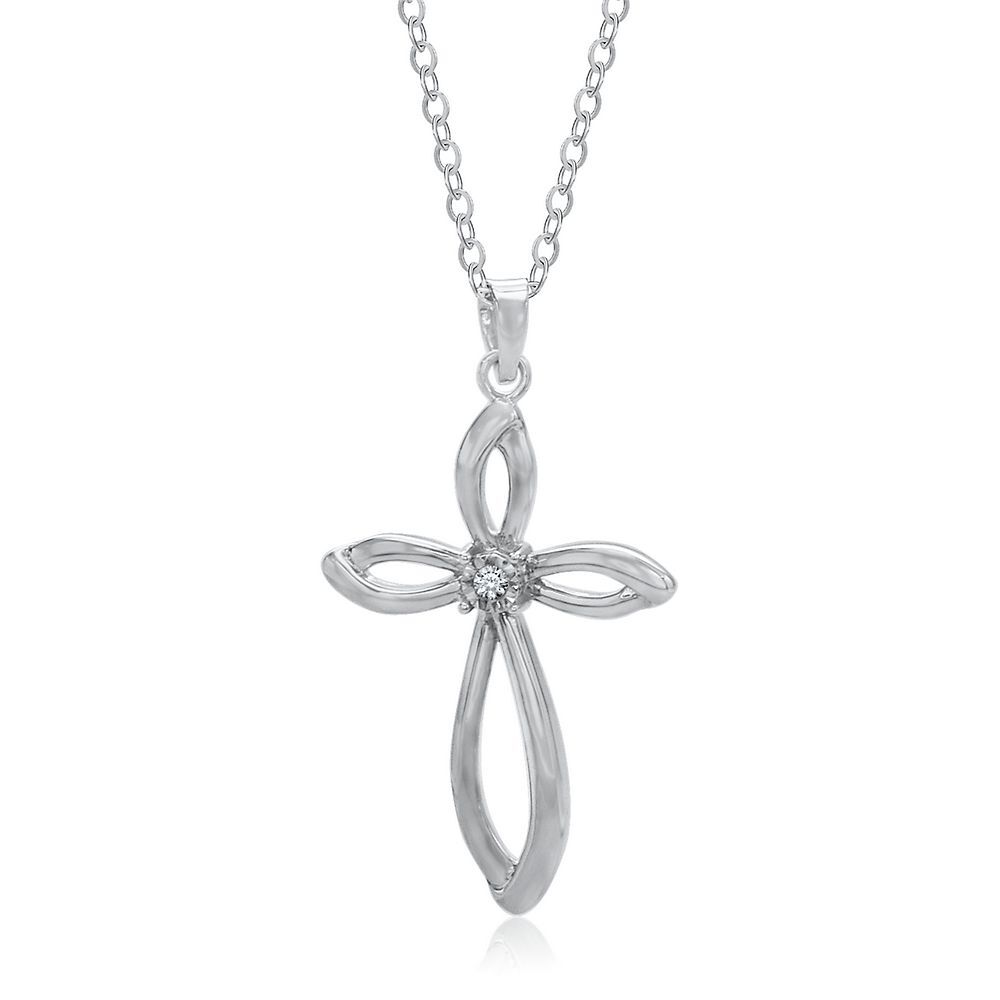 HDS Helzberg Diamond necklace cross pendant sterling silver and 18k Gold  heart | eBay