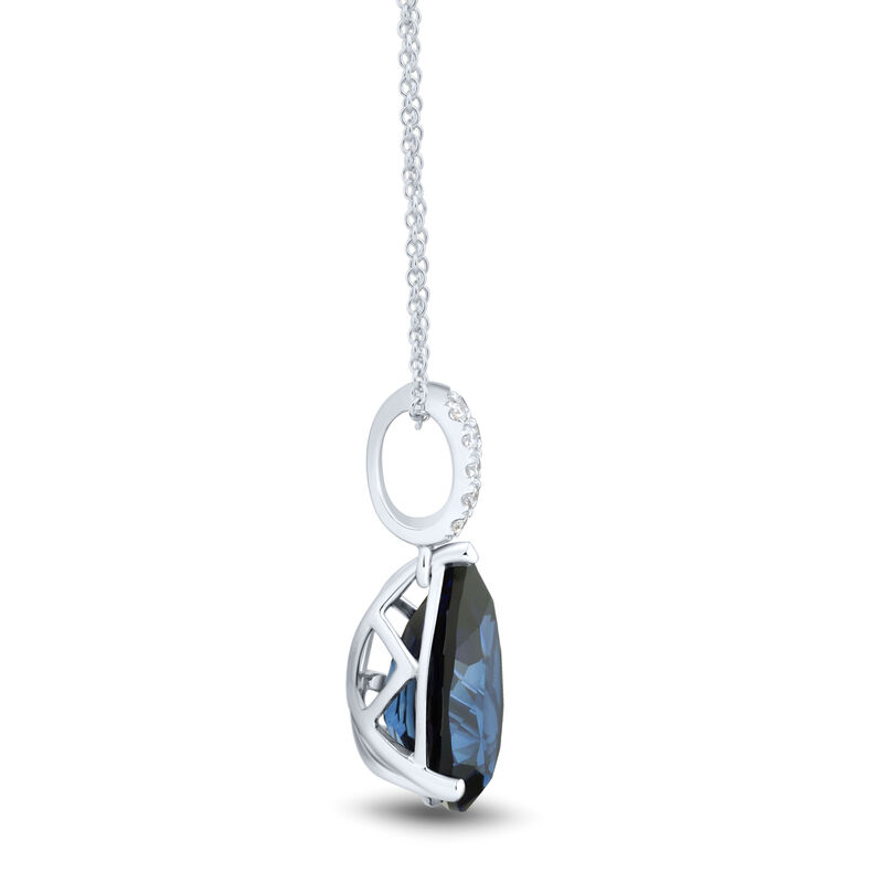 Lab-Created Blue Sapphire and Lab Grown Diamond Pendant in 10K White Gold &#40;1/10 ct. tw.&#41;