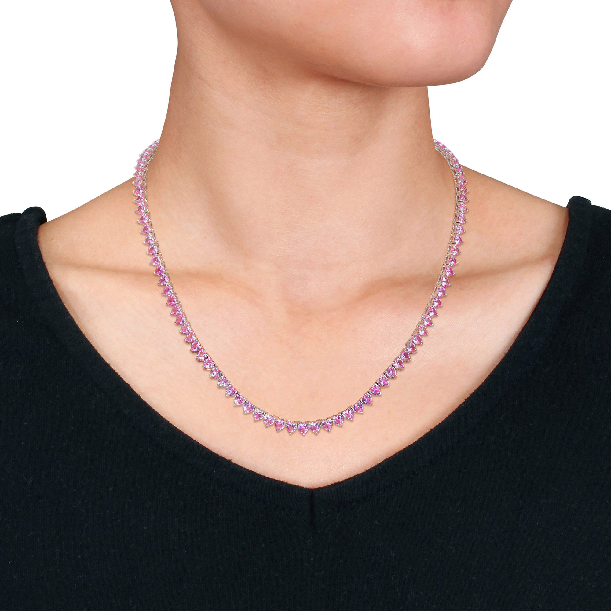 Sterling silver 3 mm ruby cz diamond tennis necklace – Gemma Azzurro