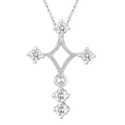 Diamond Cross Pendant in 10K White Gold (1/7 ct. tw.)