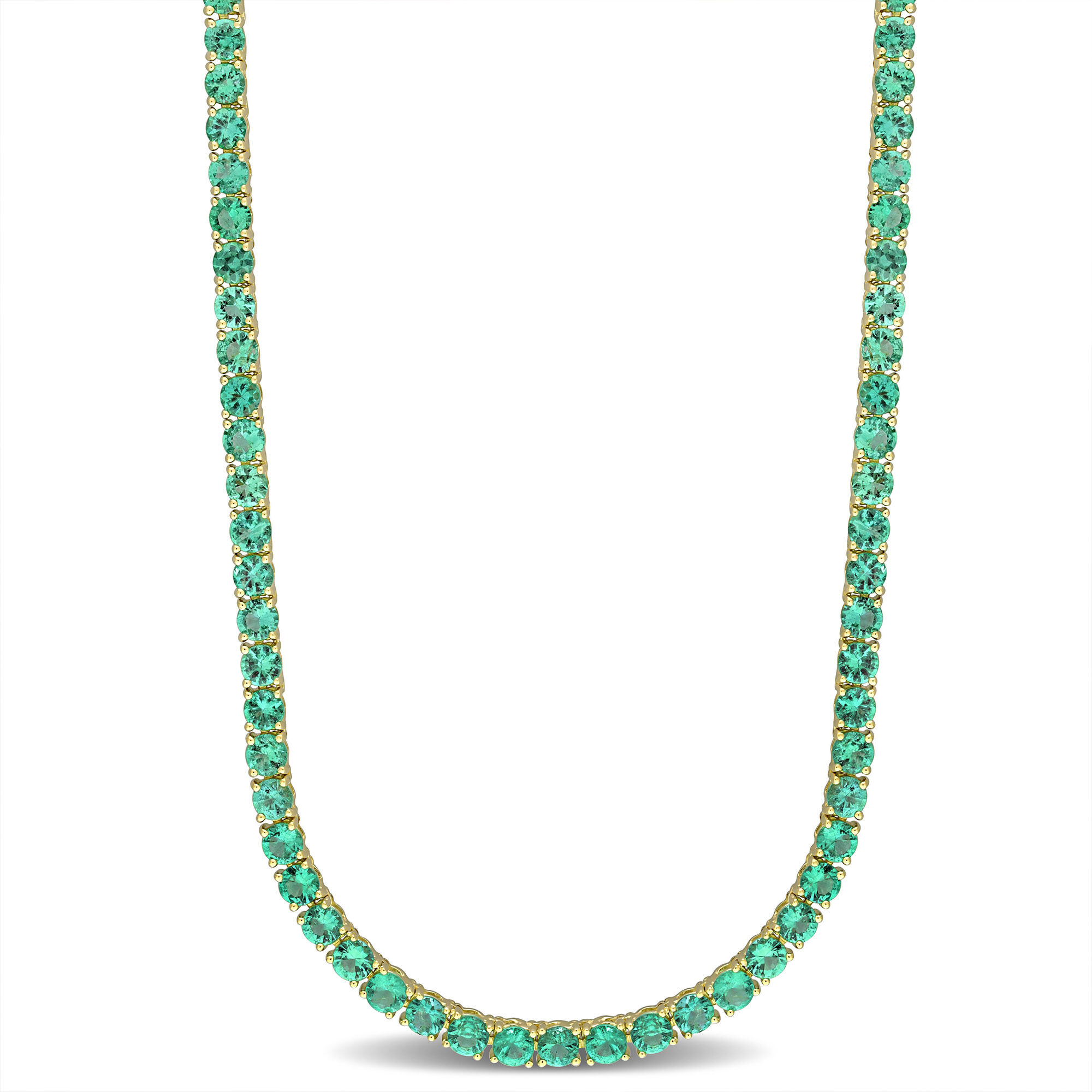 14kt gold heart emerald tennis necklace | Luna Skye