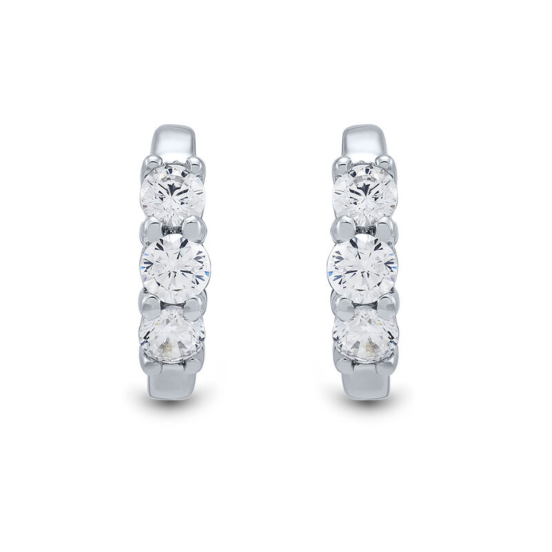 Light Heart® Lab Grown Diamond Huggie Hoop Earrings, 14K White Gold (1/ ...