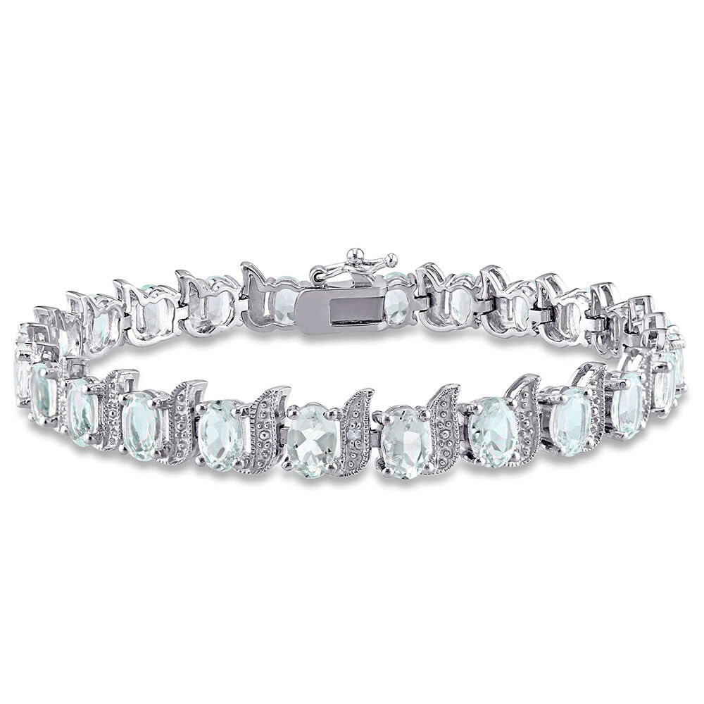 Genuine Aquamarine Bracelet Cabochons Sterling Silver Toggle | Etsy | Aquamarine  bracelet, Antique charm bracelet, Silver charm bracelet