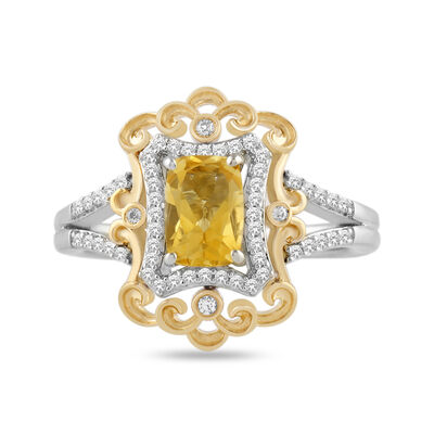 Belle Citrine and Diamond Ring in Sterling Silver and 14K Yellow Gold (1/5 ct. tw.)