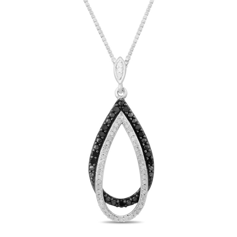 Black Diamond &amp; Diamond Teardrop Pendant in Sterling Silver &#40;1/5 ct. tw.&#41;