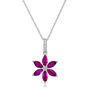  Rhodolite Garnet &amp; Diamond Accent Flower Pendant in 14K White Gold 