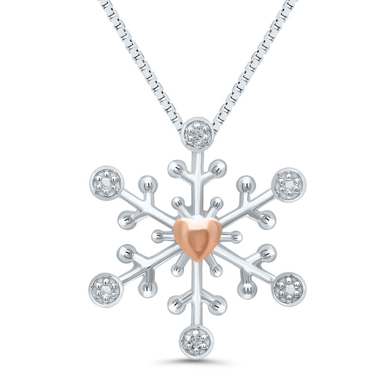 Buy Snowflakes and Diamond Charms Rose Gold Chain Necklace Online