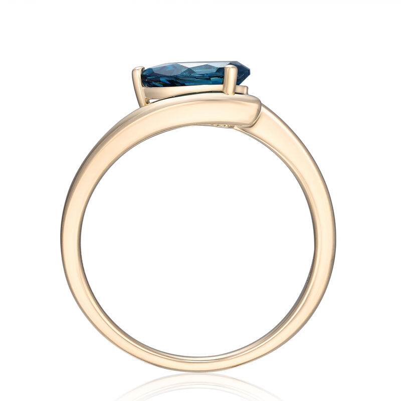 London Blue Topaz Bypass Ring in 10K Yellow Gold