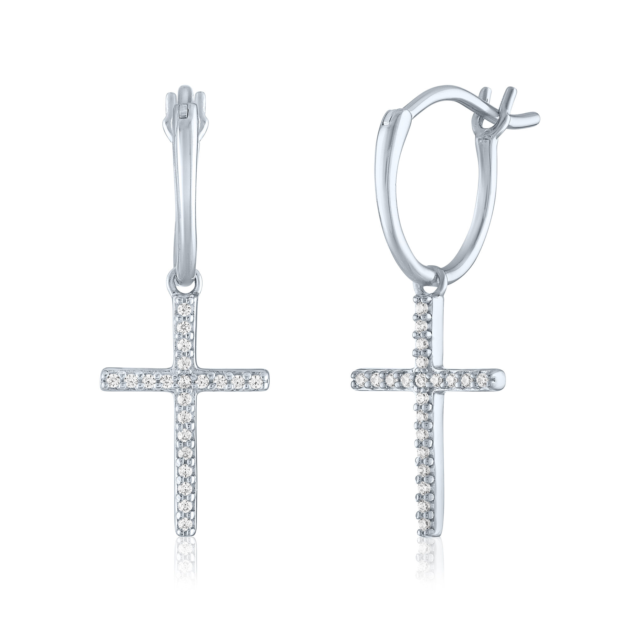 Diamond cross 2025 dangle earrings