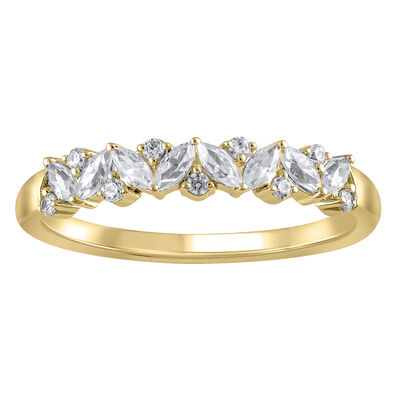 Lab Grown Diamond Marquise and Round Anniversary Band in 14K Yellow Gold (1/2 ct. tw.)