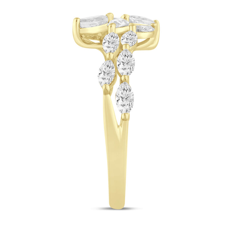 Lab Grown Diamond Round &amp; Marquise-Cut Bypass Ring in 14K Yellow Gold &#40;1 ct. tw.&#41;