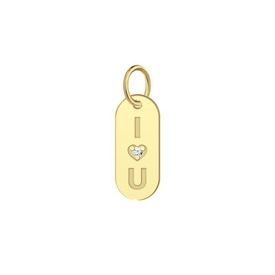 I Love You Oval Bar Tag with Diamond Accent in 10K Yellow Gold