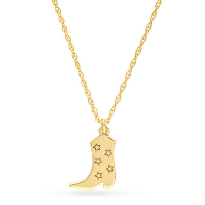 Cowboy Boot Necklace in 14K Yellow Gold