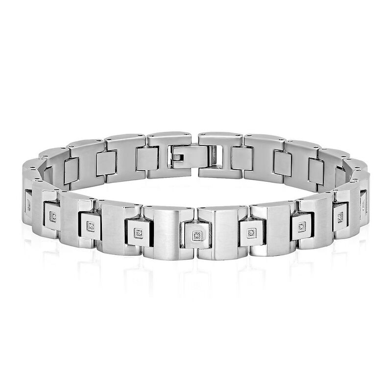 Gleaming Diamond Chainlinked Men's Bracelet in 950Pt Platinum and Gold