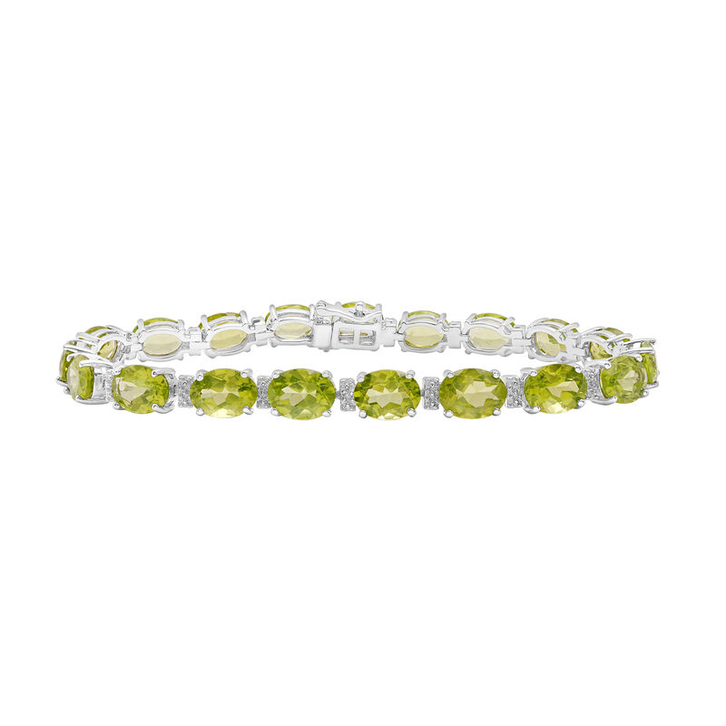 Peridot and Diamond Accent Bracelet in Sterling Silver